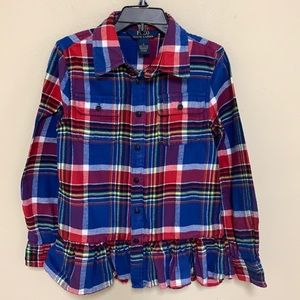 Ralph Lauren POLO plaid shirt with ruffled bottom